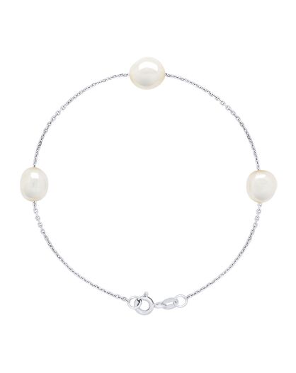 Bracelet en Argent & Perles de Culture d'Eau Douce blanc nacre